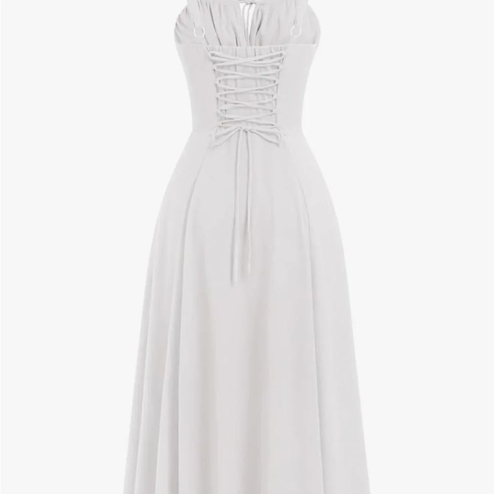 White Maxi Dress with Cinched Bodice - Picture 3 of 5